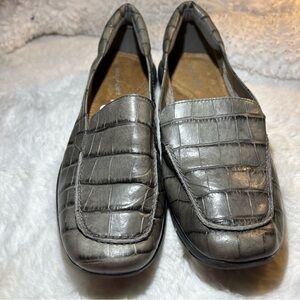 Easy Spirit Women's Seabide8 Slip On/Loafer Leather Croc Grey Size 8 New